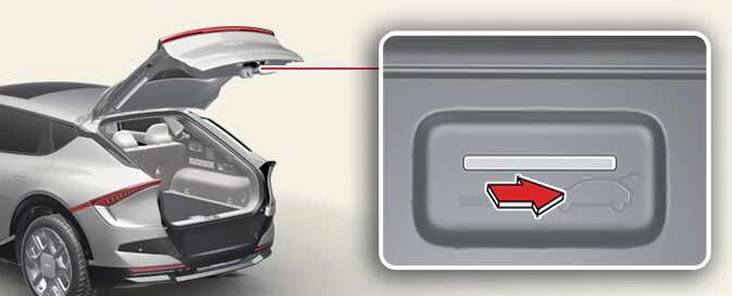 Kia EV6 emergency liftgate safety release mechanism inside cargo compartment