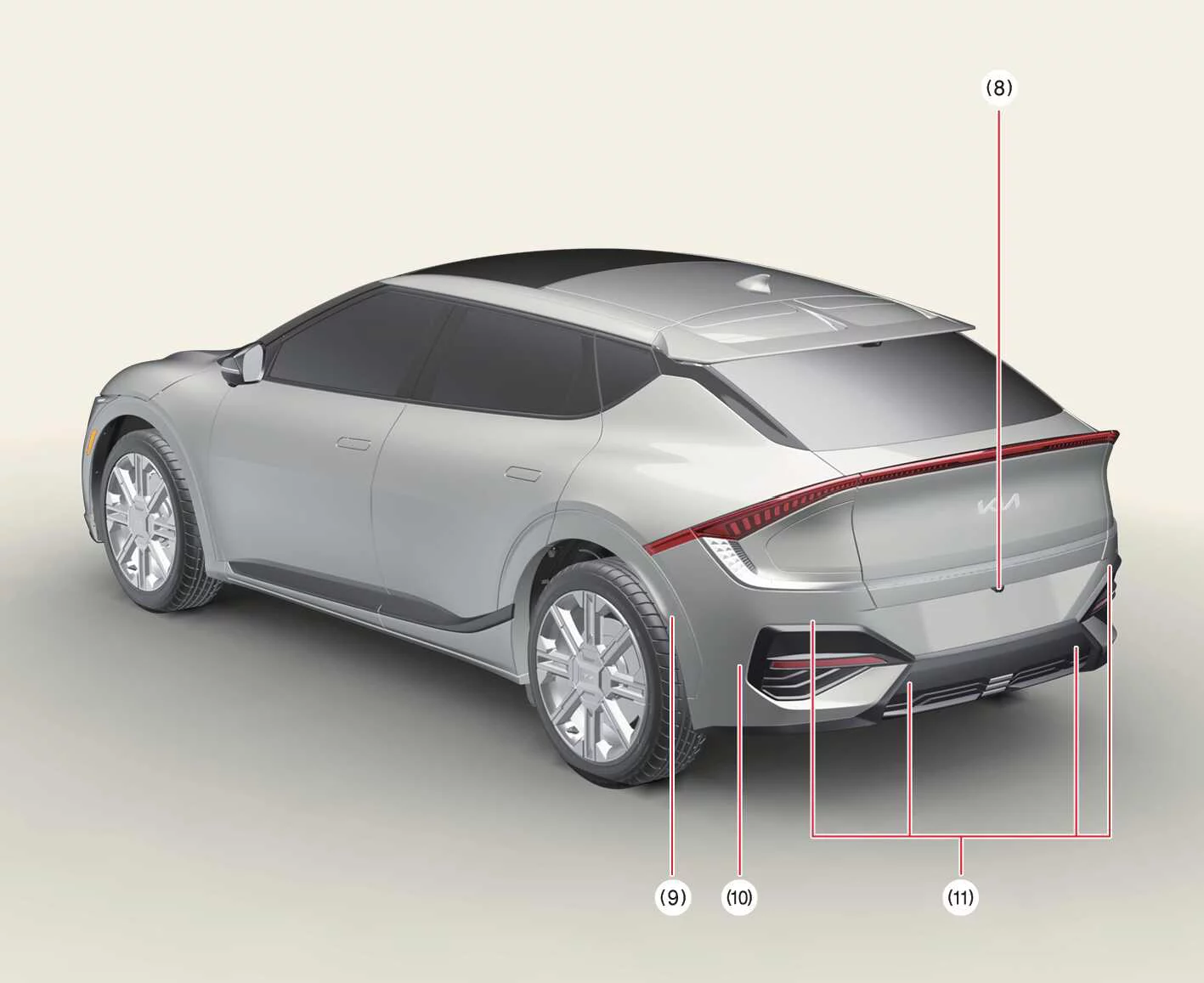 Kia EV6 GT-Line rear sensor layout for parking safety and highway driving assistance